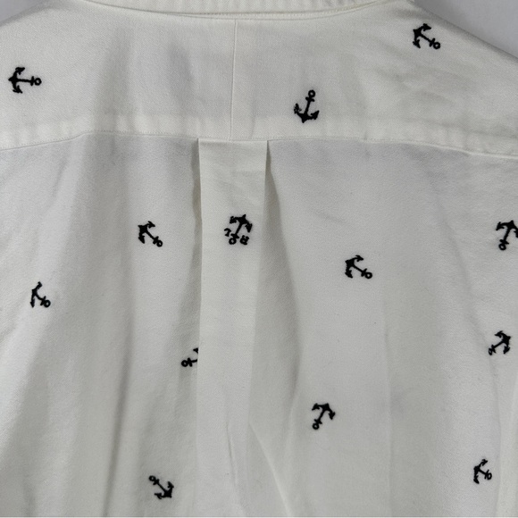 Ralph Lauren Embroidered Anchors Oxford White Button Down Shirt | Medium - Picture 9 of 9